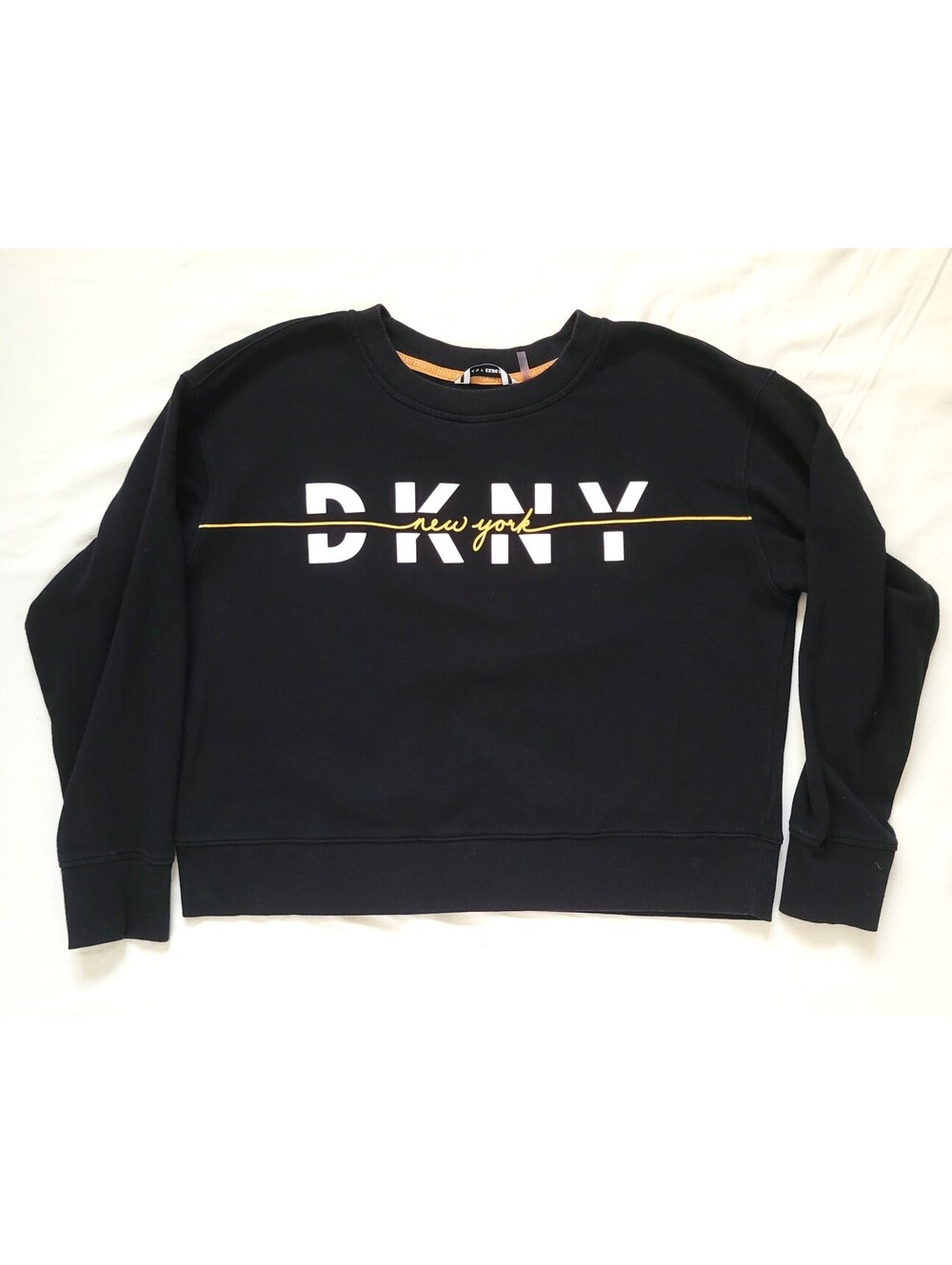DKNY Sport Women's Medium Black Cropped Crewneck Sweatshirt New York Logo